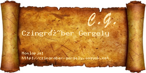 Czingráber Gergely névjegykártya